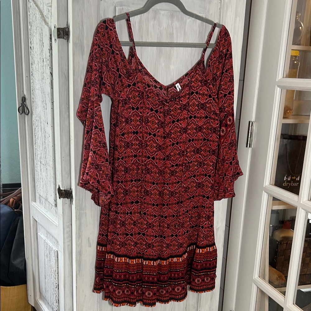 Drybar Red and Black Long Sleeve Dress